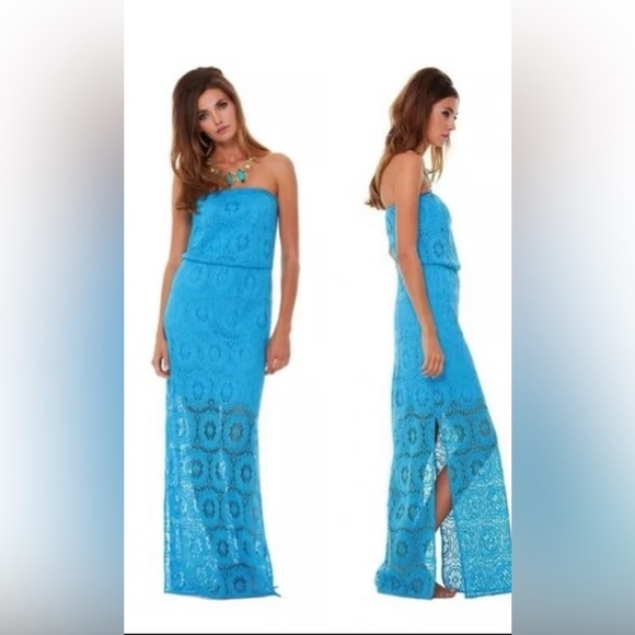 Lilly Pulitzer Emmett Maxi Dress in Ariel Blue King Street Lace. Sz L MSRP $198 - Picture 3 of 5